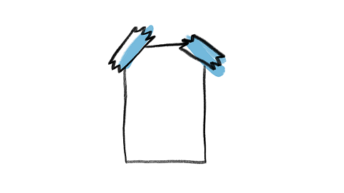 Illustration leeres Blatt an zwei blauen Klebstreifen aufgehängt