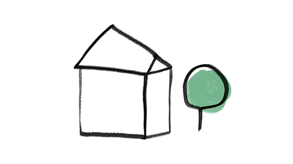 Illustration Haus mit Baum