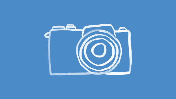 Illustration Fotokamera auf blauem Hintergrund